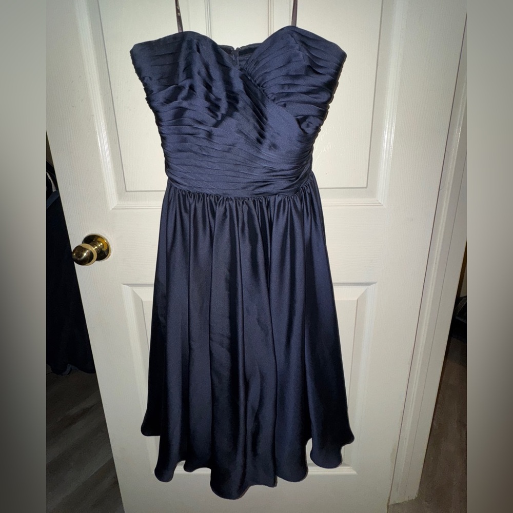 Monique Lhuillier Strapless Tulle Cocktail  Dress - Navy Size 6. Bridesmaid/prom